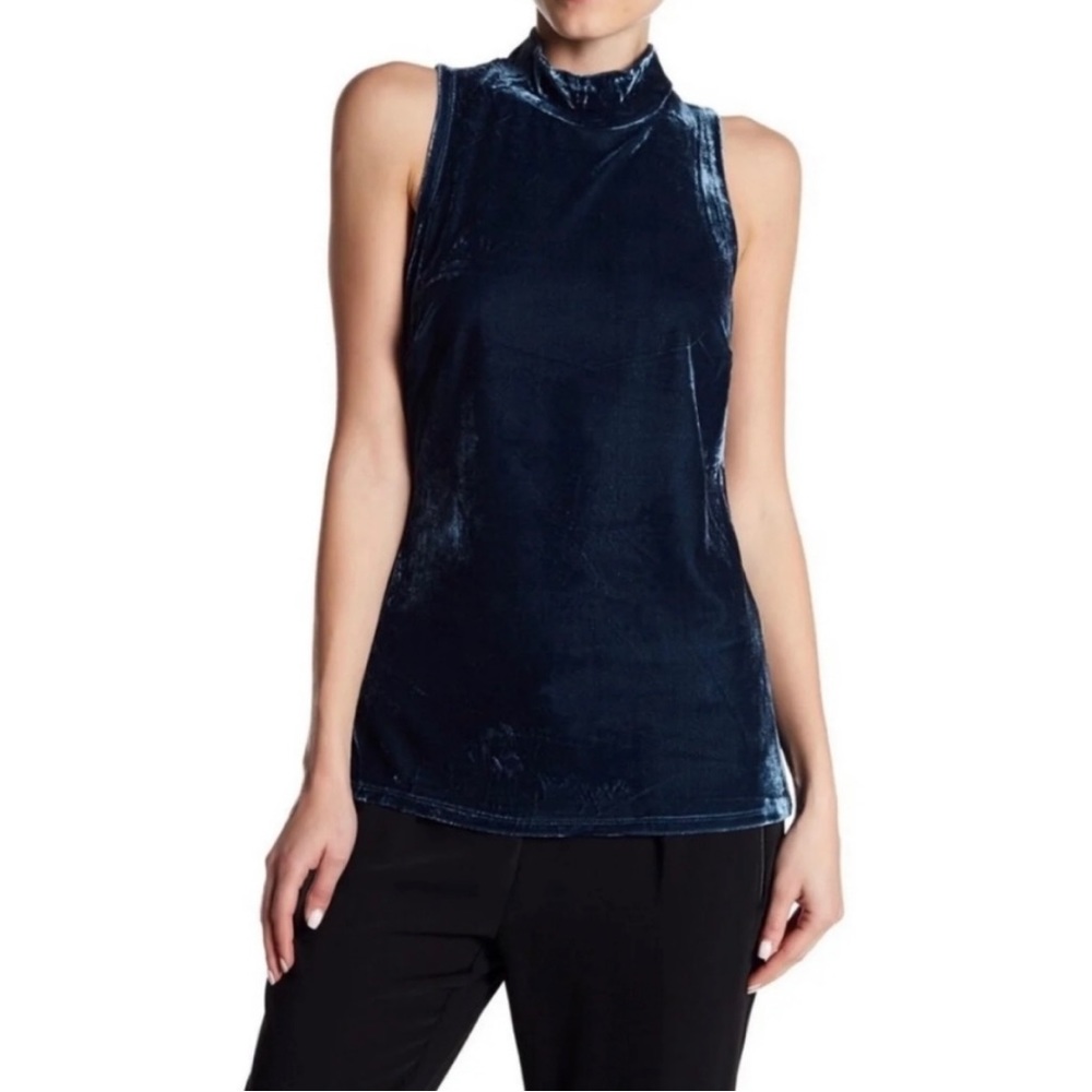 NWT J. Crew velvet forest green mock neck sleeveless top soft pullover sweater